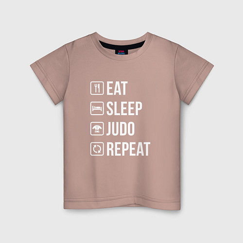 Детская футболка Еда сон дзюдо повторить / Пыльно-розовый – фото 1