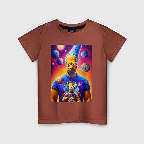 Детская футболка Космический взгляд Гомера Симпсона / Кирпичный – фото 1
