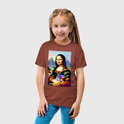 Футболка хлопковая детская Mona Lisa with baby dragon, цвет: кирпичный — фото 2