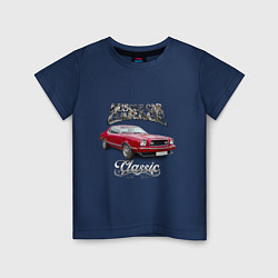 Футболка хлопковая детская Маслкар Ford Mustang, цвет: тёмно-синий