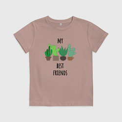 Футболка хлопковая детская My best friends - cactuses, цвет: пыльно-розовый