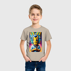 Футболка хлопковая детская Космонавт Барт Симпсон - фантазия, цвет: миндальный — фото 2