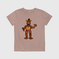 Футболка хлопковая детская Фредди поёт, цвет: пыльно-розовый