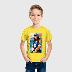 Футболка хлопковая детская Мона Лиза - крайний нападающий, цвет: желтый — фото 2