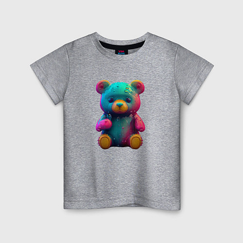Детская футболка Неоновый мишка / Меланж – фото 1