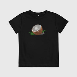 Футболка хлопковая детская Скетч Кокос, цвет: черный