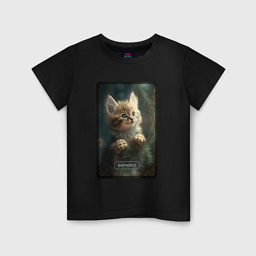 Детская футболка Барнаул котик / Черный – фото 1