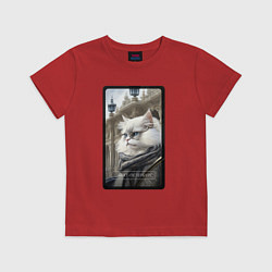 Футболка хлопковая детская Санкт-Петербург котик, цвет: красный
