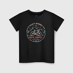 Футболка хлопковая детская Dont worry bike happy, цвет: черный