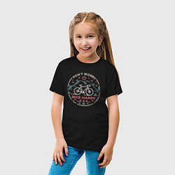Футболка хлопковая детская Dont worry bike happy, цвет: черный — фото 2