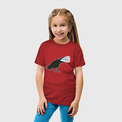 Футболка хлопковая детская Кричащая ворона, цвет: красный — фото 2