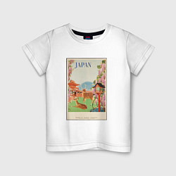 Футболка хлопковая детская Японский винтаж с оленями, цвет: белый