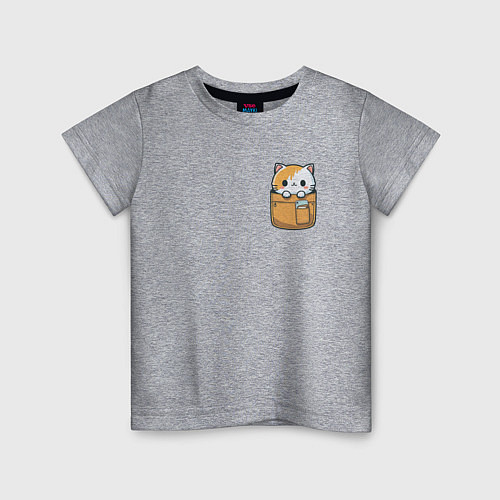 Детская футболка Карманный друг - котёнок / Меланж – фото 1