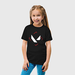 Футболка хлопковая детская Символ Valorant в красном ромбе, цвет: черный — фото 2