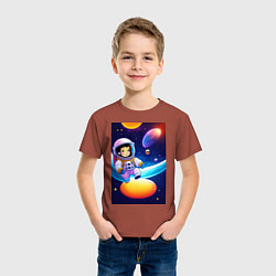 Футболка хлопковая детская Мультяшный астронавт, цвет: кирпичный — фото 2