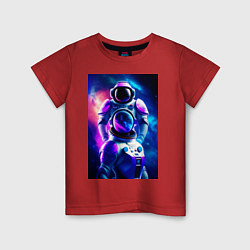 Футболка хлопковая детская Космический герой, цвет: красный