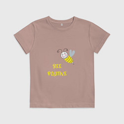 Футболка хлопковая детская Позитивная пчела, цвет: пыльно-розовый