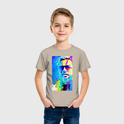 Футболка хлопковая детская Brad Pitt - sketch - pop art, цвет: миндальный — фото 2