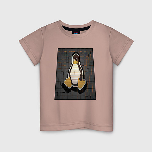 Детская футболка Linux Tux cubed / Пыльно-розовый – фото 1