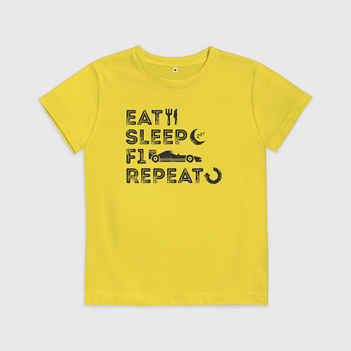 Детская футболка Eat sleep F1 / Желтый – фото 1