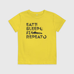Футболка хлопковая детская Eat sleep F1, цвет: желтый