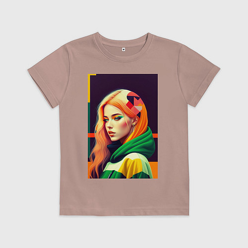 Детская футболка Поп арт девушка в японском стиле / Пыльно-розовый – фото 1