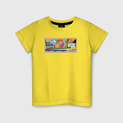 Футболка хлопковая детская Цветная геометрия и крокодил, цвет: желтый