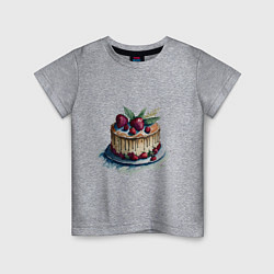 Футболка хлопковая детская Акварельный торт, цвет: меланж