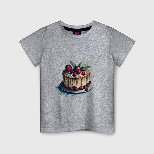 Детская футболка Акварельный торт / Меланж – фото 1