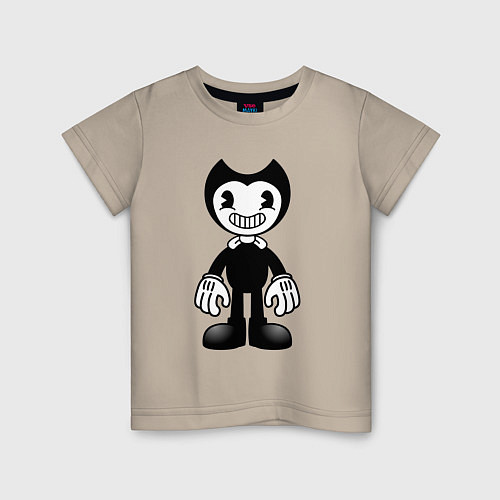 Детская футболка Бенди чёрно-белая / Миндальный – фото 1