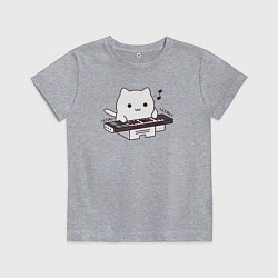 Футболка хлопковая детская Аниме Бонго кот, цвет: меланж
