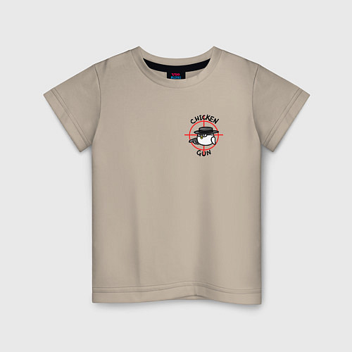 Детская футболка Chicken Gun - прицел / Миндальный – фото 1