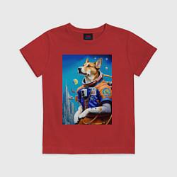 Футболка хлопковая детская The dog is a brave cosmonaut, цвет: красный