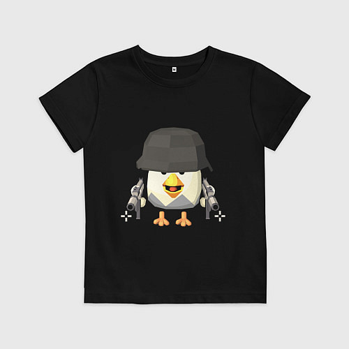 Детская футболка Chicken Gun в каске / Черный – фото 1