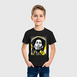 Футболка хлопковая детская Bob Marley Digital Art, цвет: черный — фото 2