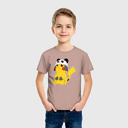 Футболка хлопковая детская Pika panda, цвет: пыльно-розовый — фото 2