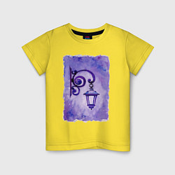 Футболка хлопковая детская Фиолетовый уличный фонарь, цвет: желтый