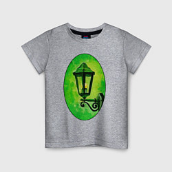 Футболка хлопковая детская Зелёный уличный фонарь в рамке, цвет: меланж