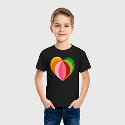 Футболка хлопковая детская Цветное сердечко, цвет: черный — фото 2