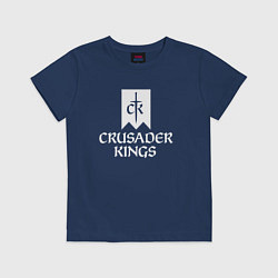 Футболка хлопковая детская Crusader Kings логотип, цвет: тёмно-синий