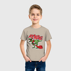 Футболка хлопковая детская Santa t rex gifts, цвет: миндальный — фото 2