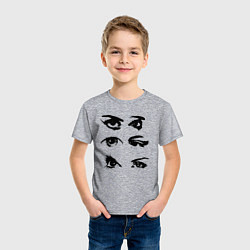 Футболка хлопковая детская Black contoured eyes, цвет: меланж — фото 2