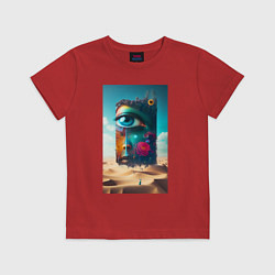 Футболка хлопковая детская Глаз - сюрреализм - нейросеть, цвет: красный