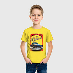 Футболка хлопковая детская Классика автомобиль Buick Roadmaster, цвет: желтый — фото 2