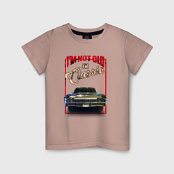 Футболка хлопковая детская Классика автомобиль Chevrolet Impala, цвет: пыльно-розовый