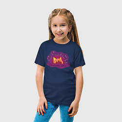 Футболка хлопковая детская Солнечный заКот - кот закат, цвет: тёмно-синий — фото 2