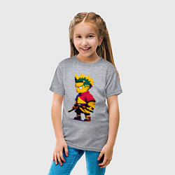 Футболка хлопковая детская Bart Simpson samurai - neural network, цвет: меланж — фото 2
