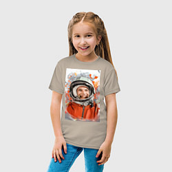 Футболка хлопковая детская Гагарин арт, цвет: миндальный — фото 2