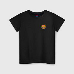 Футболка хлопковая детская ФК Барселона эмблема, цвет: черный