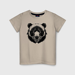 Футболка хлопковая детская Чернильный медведь, цвет: миндальный